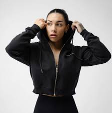 Zip-Up Cropped Hoodie for Women