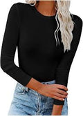 Basic Long Sleeve Fitted Top for Casual Wear